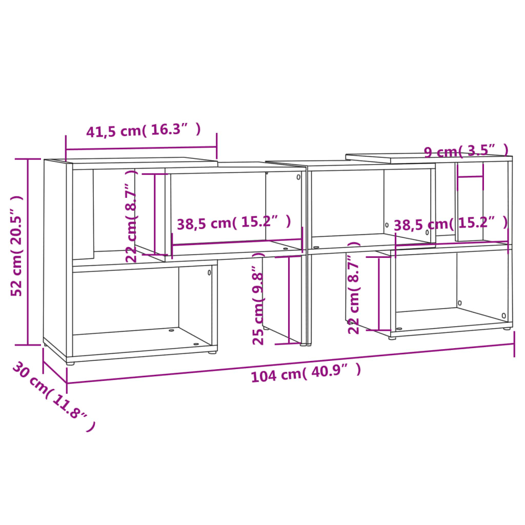 vidaXL TV Cabinet High Gloss White 104x30x52 cm Engineered Wood