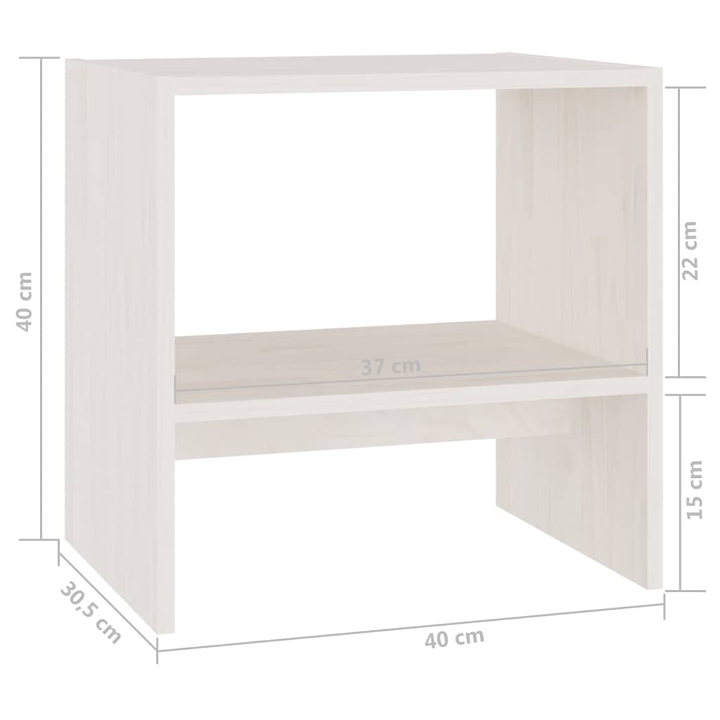 vidaXL Bedside Cabinet White 40x30,5x40 cm Solid Wood Pine