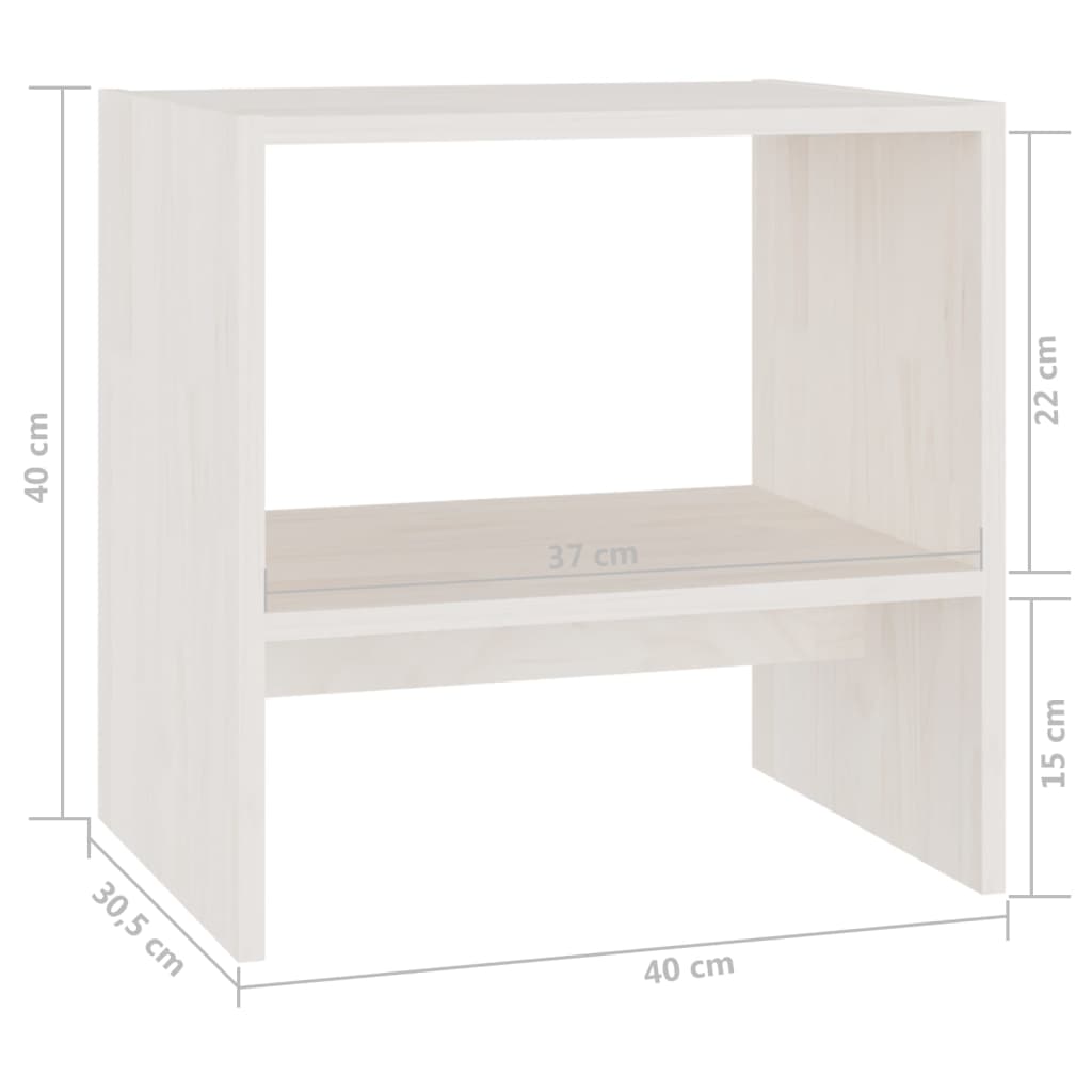 vidaXL Bedside Cabinet | Set of 2 | White | Solid pinewood | Compact