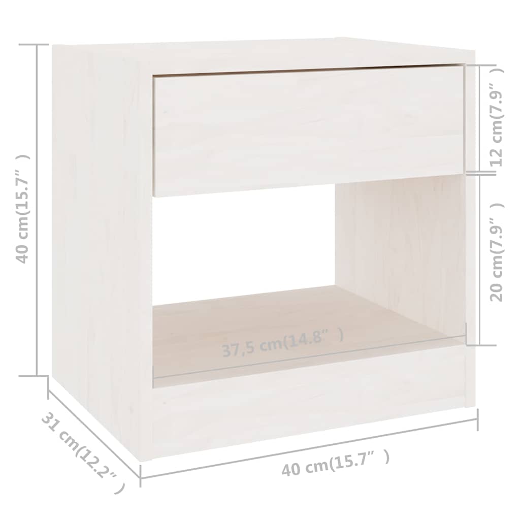 vidaXL Bedside Cabinets 2 pcs White 40x31x40 cm Solid Wood Pine