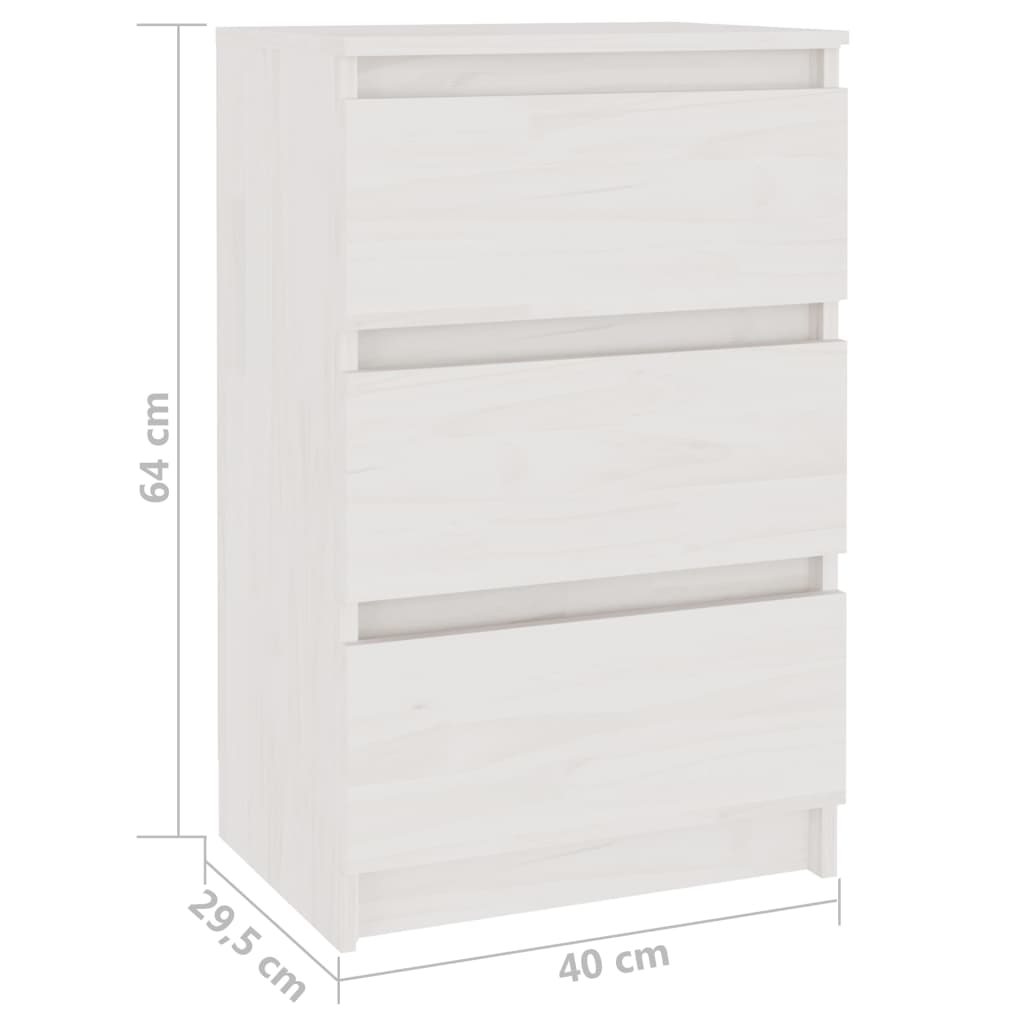 vidaXL Bedside Cabinet White 40x29.5x64 cm Solid Pine Wood