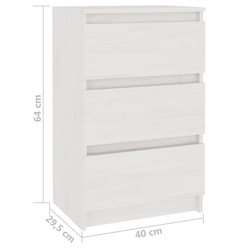 808086 vidaXL Bedside Cabinets 2 pcs White 40x29,5x64 cm Solid Wood Pine