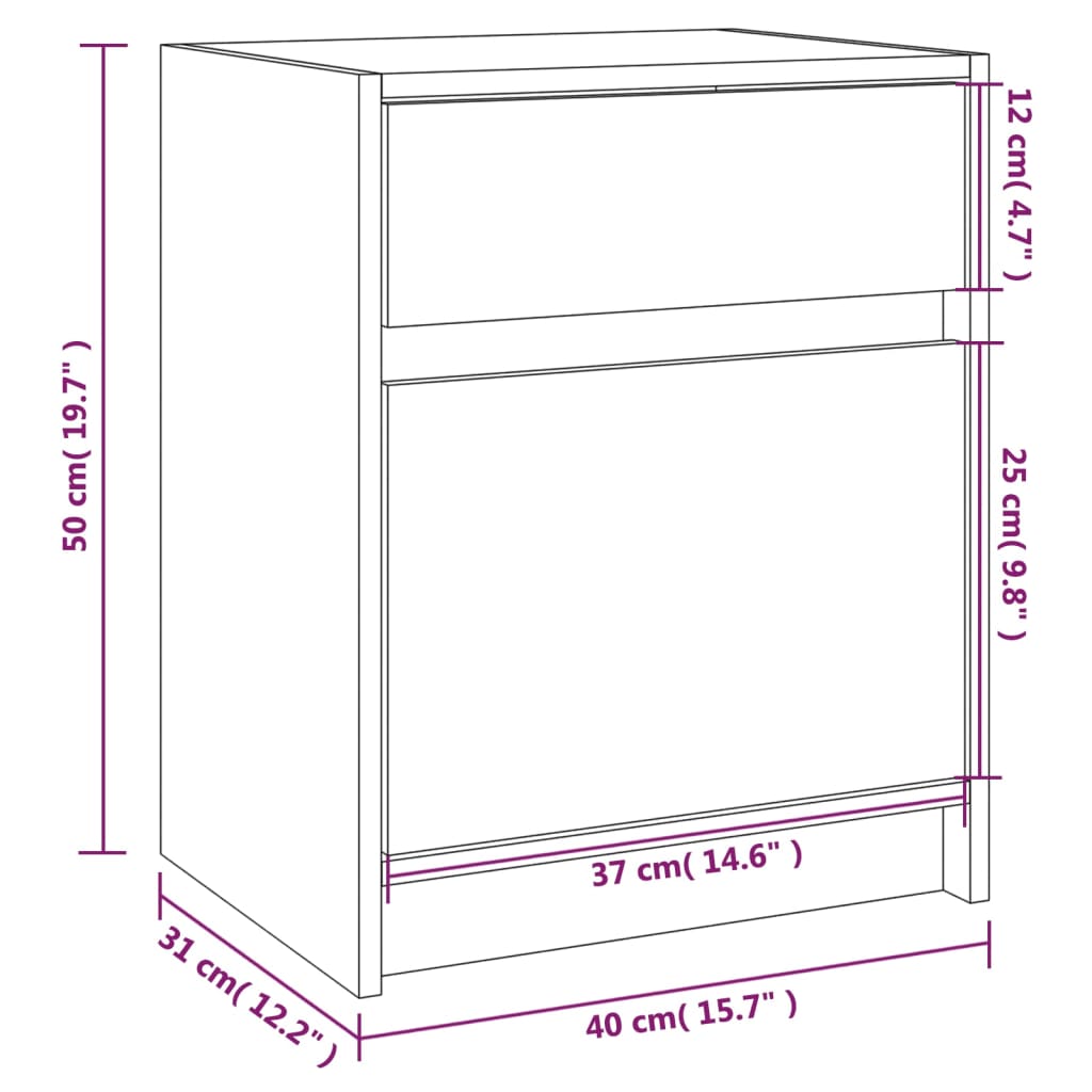 vidaXL Bedside Cabinet White 40x31x50 cm Solid Pinewood