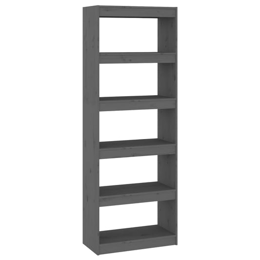vidaXL Book Cabinet/Room Divider Grey 60x30x167.5 cm Solid Wood Pine