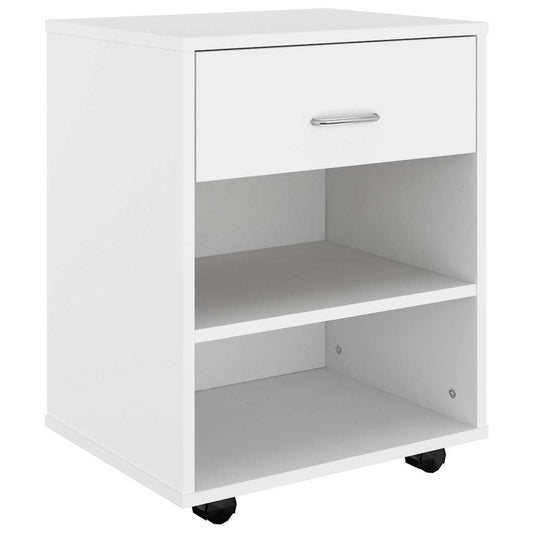 808467 vidaXL Rolling Cabinet White 46x36x59 cm Engineered Wood