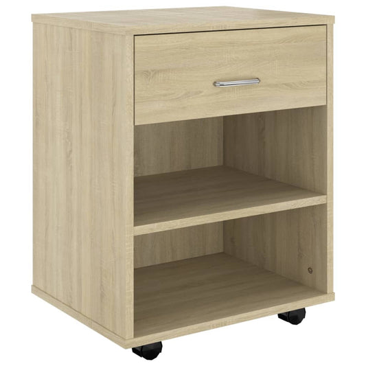 vidaXL Storage Cabinet | Sonoma Oak | Engineered Wood | Medium | Lockable Wheels