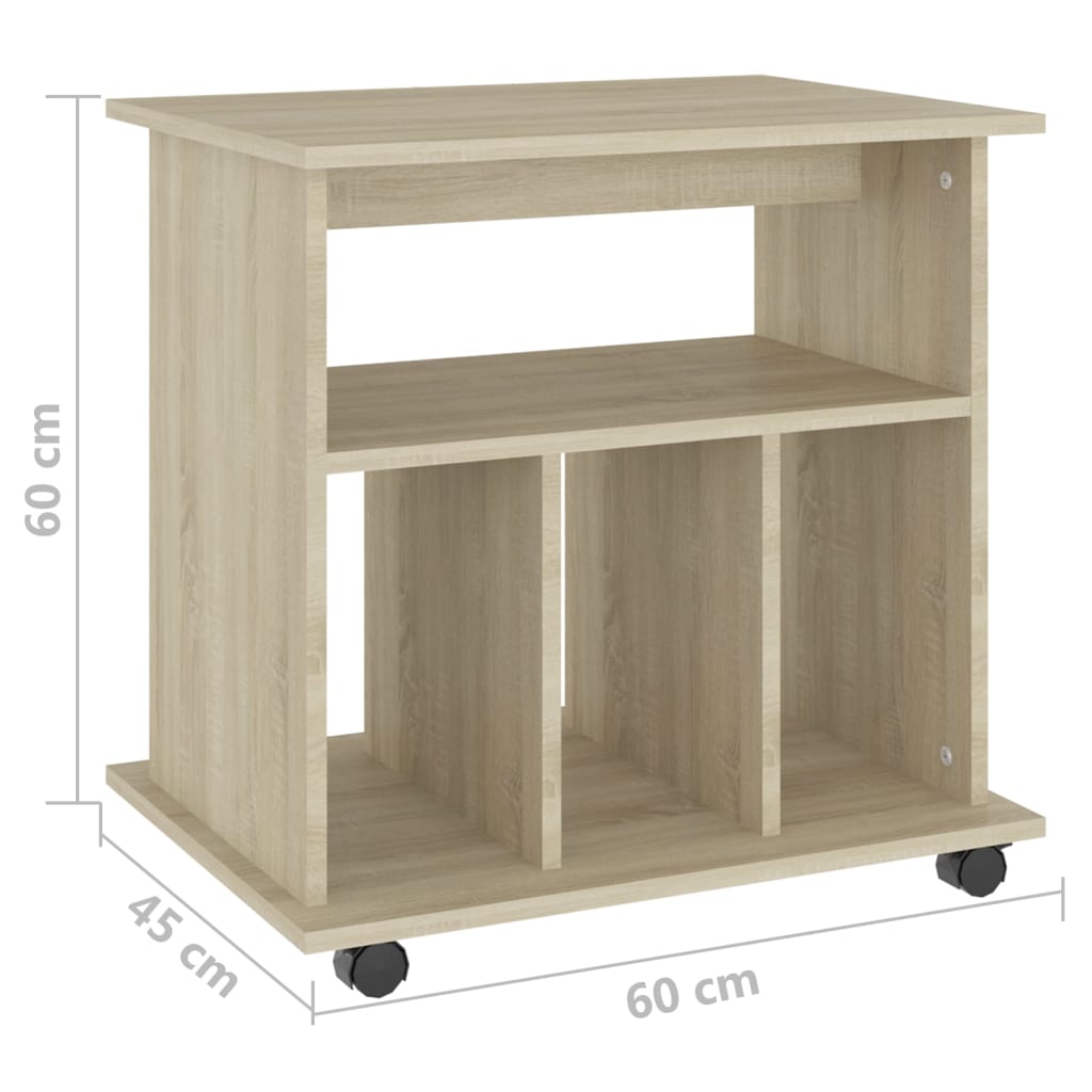 vidaXL Storage Cabinet | Sonoma Oak | Engineered Wood | Medium | Rolling Cabinet