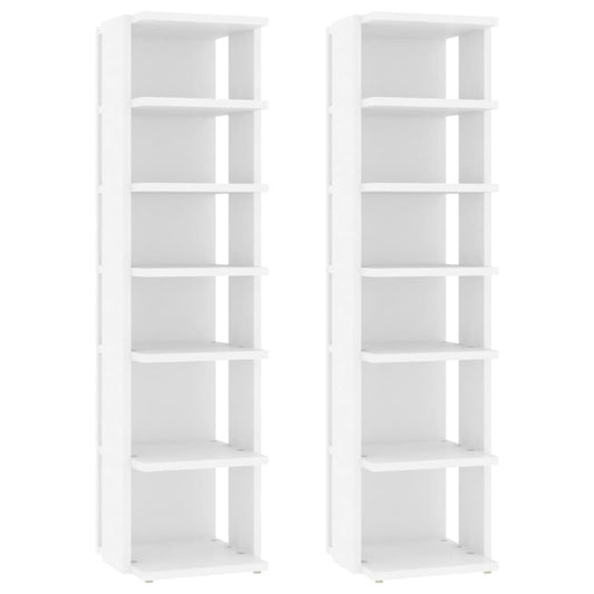vidaXL Shoe Cabinets 2 pcs White 27.5x27x102 cm Engineered Wood