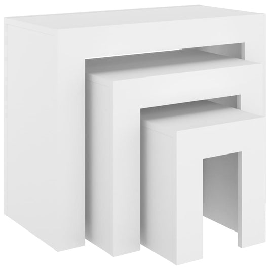 vidaXL Nesting Coffee Tables 3 pcs White Engineered Wood
