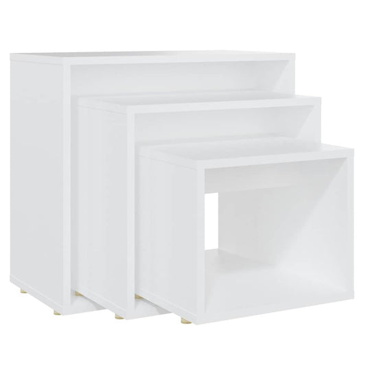 808576 vidaXL Nesting Tables 3 pcs White Engineered Wood