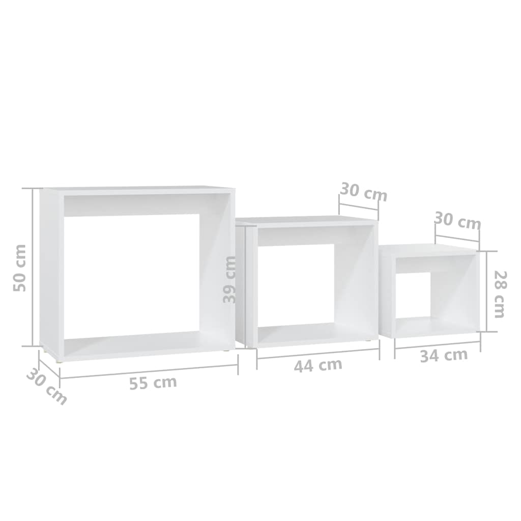 808576 vidaXL Nesting Tables 3 pcs White Engineered Wood