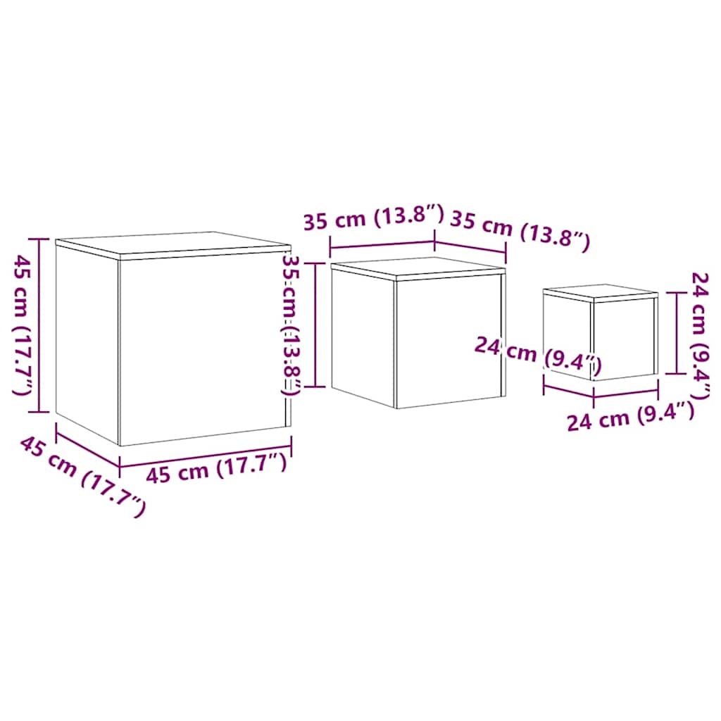 vidaXL Side Tables 3 pcs Sonoma Oak Engineered Wood