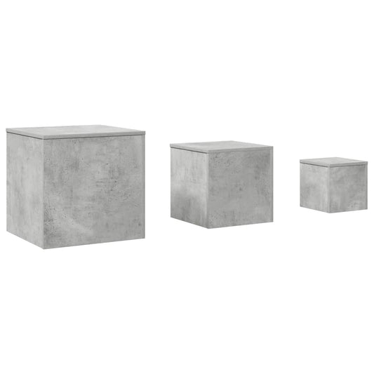 808589 vidaXL Side Tables 3 pcs Concrete Grey Engineered Wood