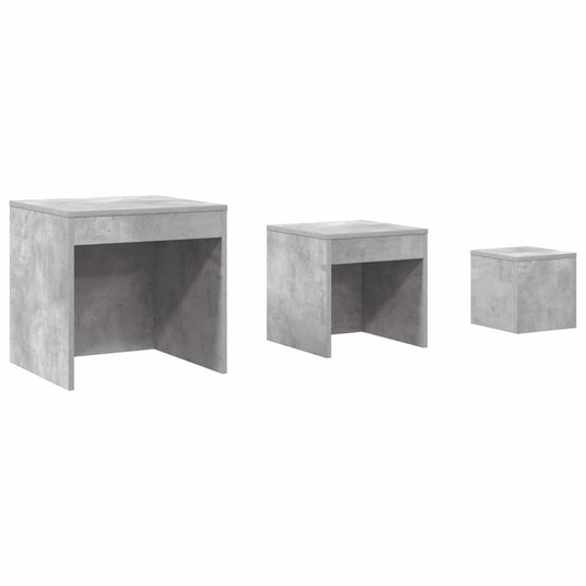 808598 vidaXL Nesting Tables 3 pcs Concrete Grey Engineered Wood