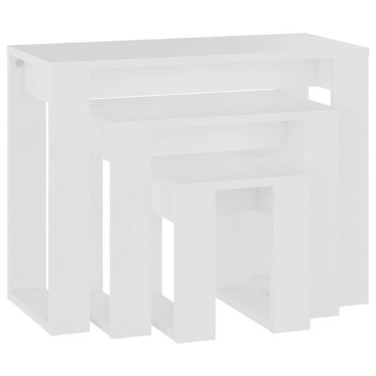 808603 vidaXL Nesting Tables 3 pcs White Engineered Wood
