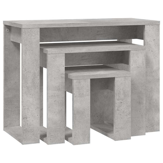 808607 vidaXL Nesting Tables 3 pcs Concrete Grey Engineered Wood