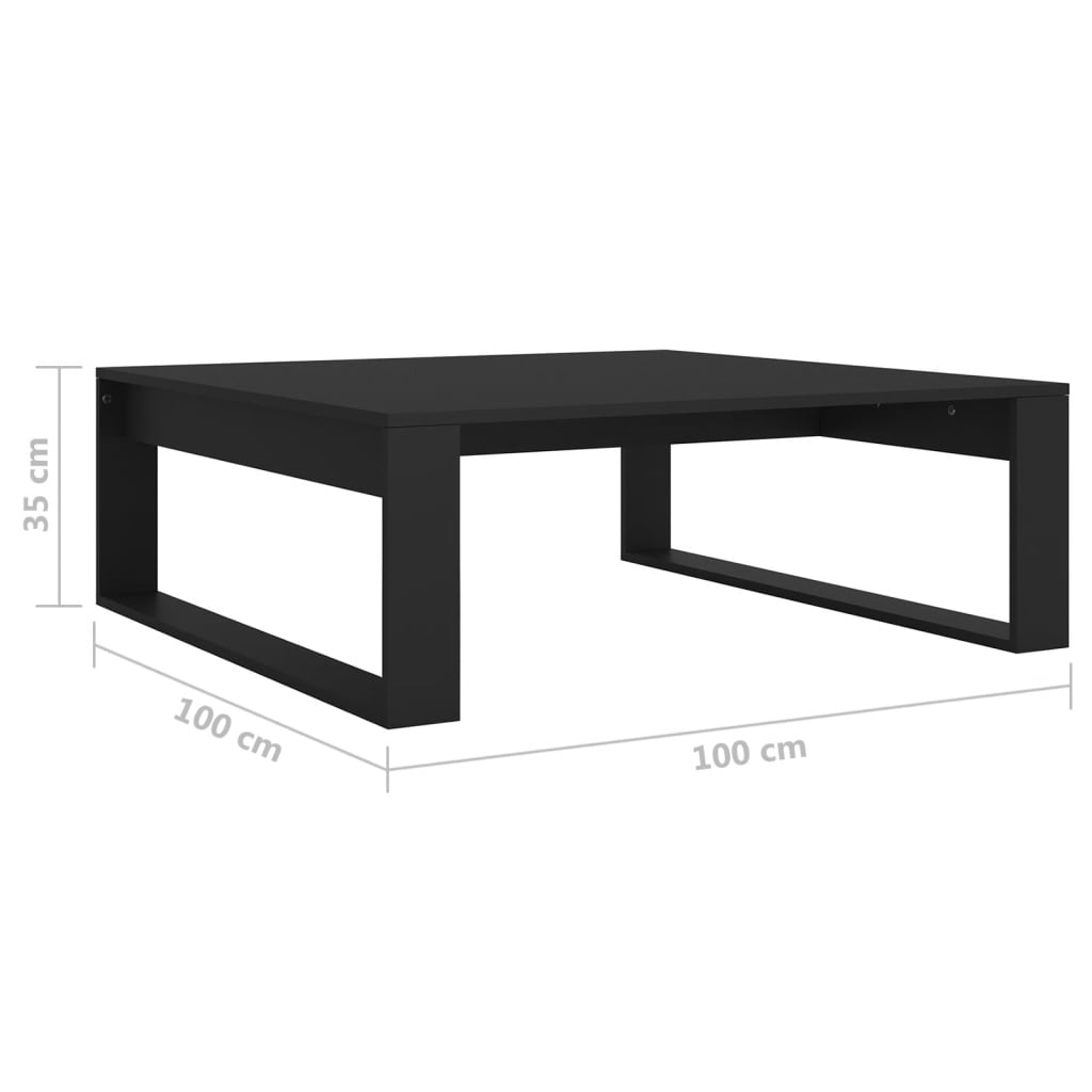 vidaXL Coffee Table Black 100x100x35 cm Engineered Wood