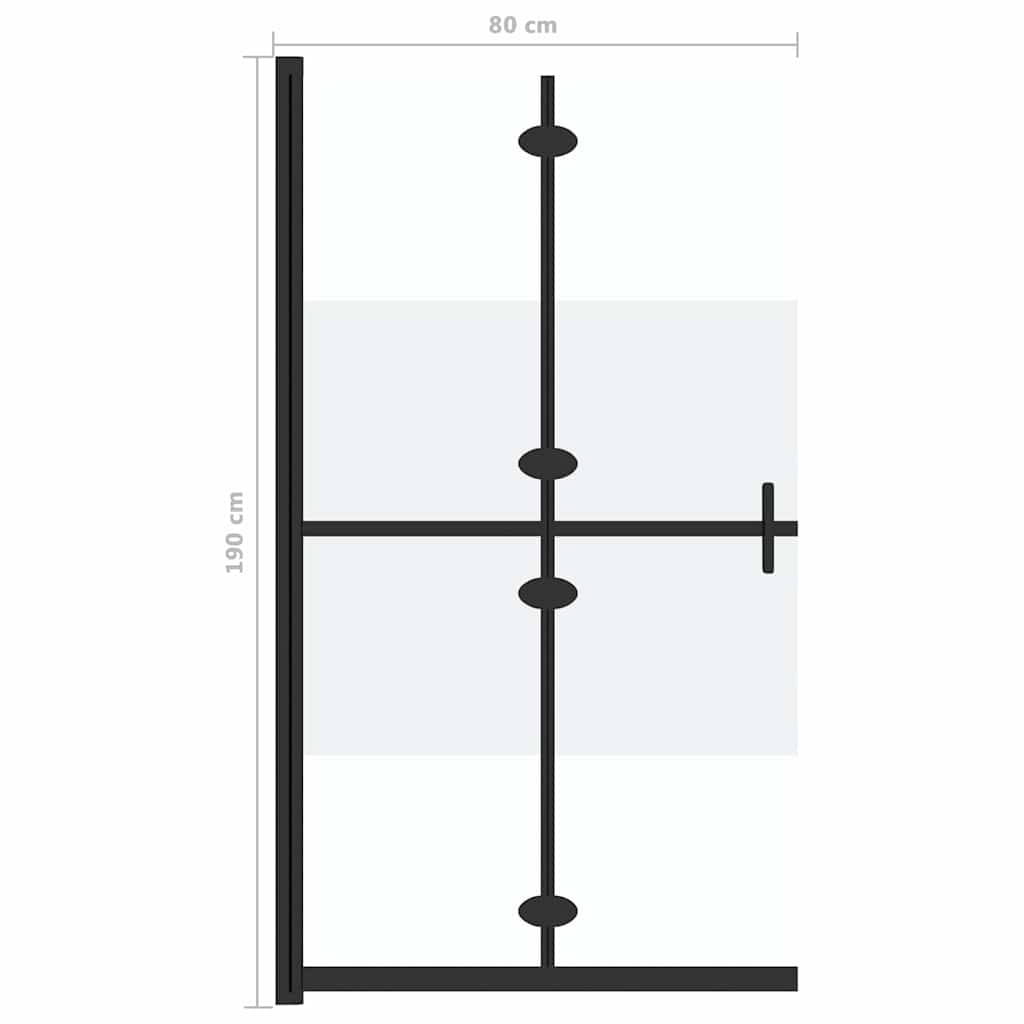151187 vidaXL Foldable Walk-in Shower Wall Half Frosted ESG Glass 80x190 cm