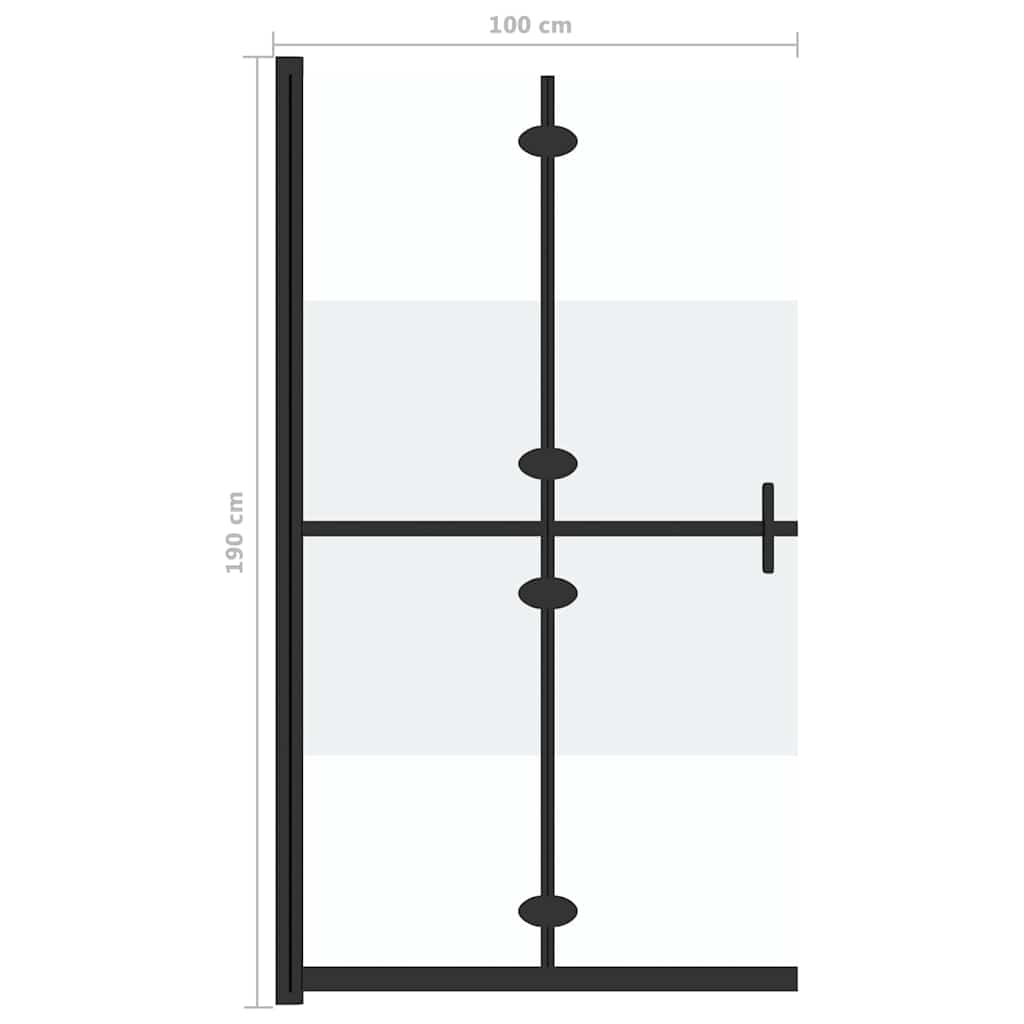 151189 vidaXL Foldable Walk-in Shower Wall Half Frosted ESG Glass 100x190 cm