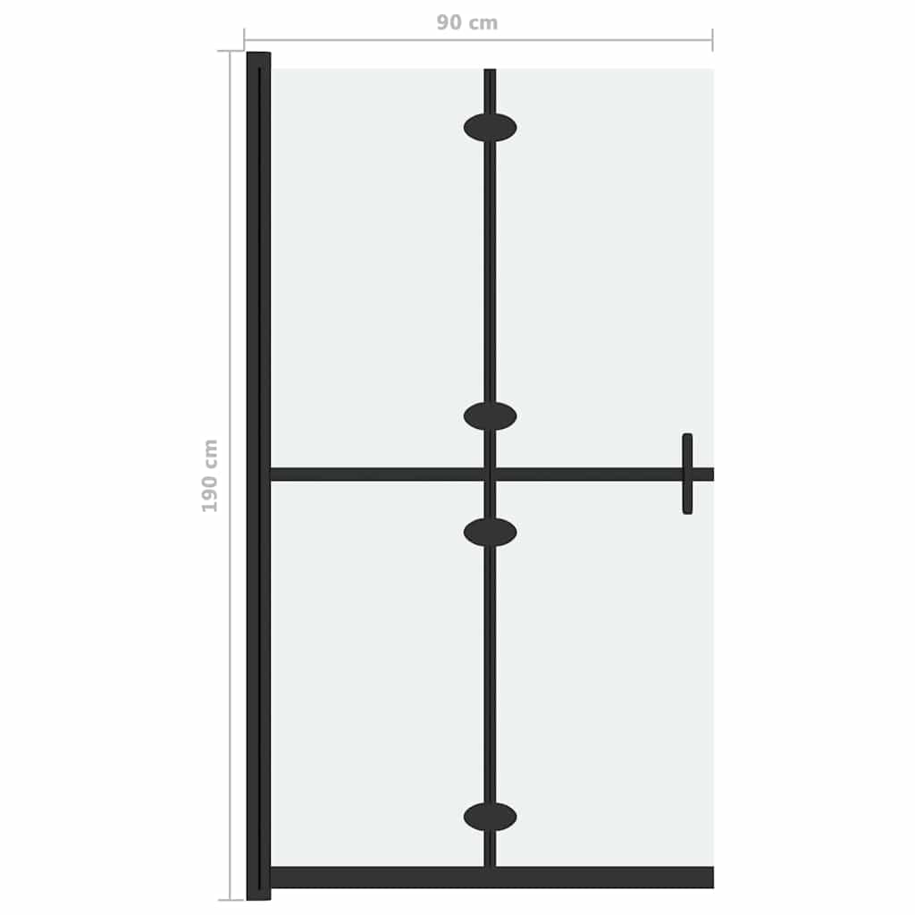 151194 vidaXL Foldable Walk-in Shower Wall Frosted ESG Glass 90x190 cm