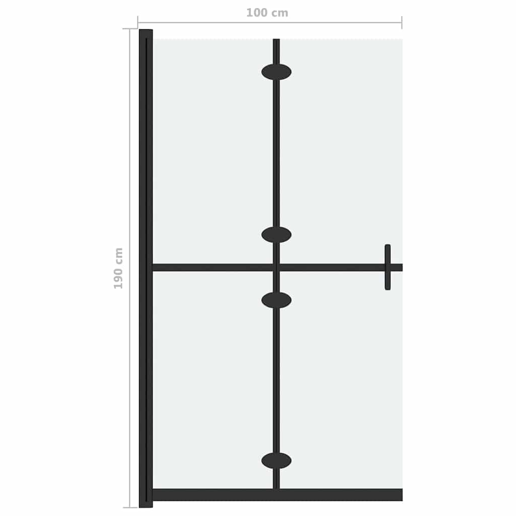 151195 vidaXL Foldable Walk-in Shower Wall Frosted ESG Glass 100x190 cm