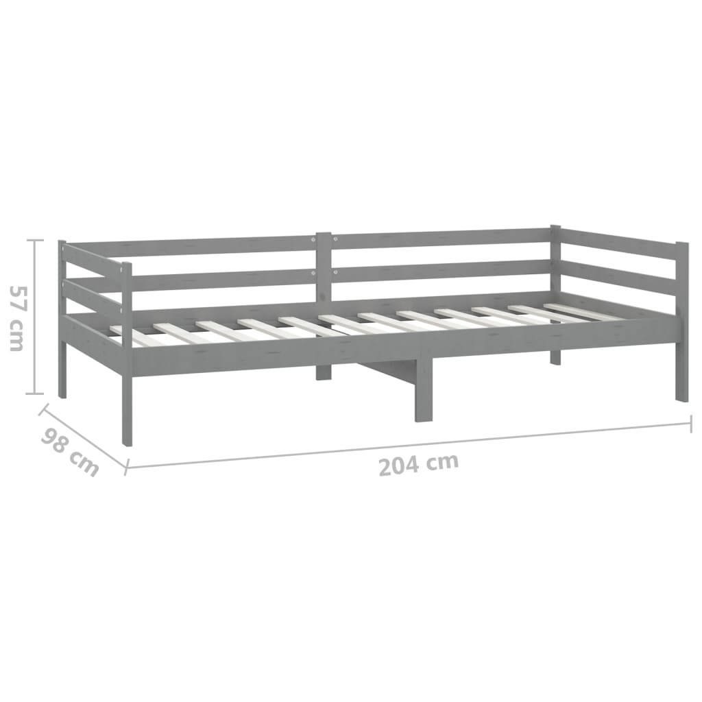 vidaXL Day Bed | Grey | Solid pine wood | 90 x 200 cm