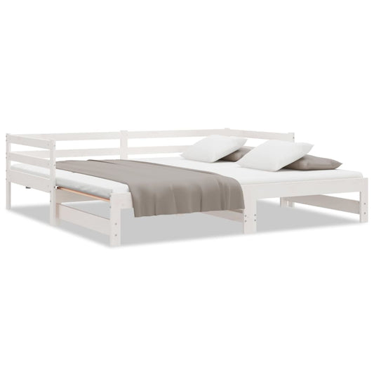 vidaXL Day Bed | White | Solid pinewood | Single bed size | Convertible