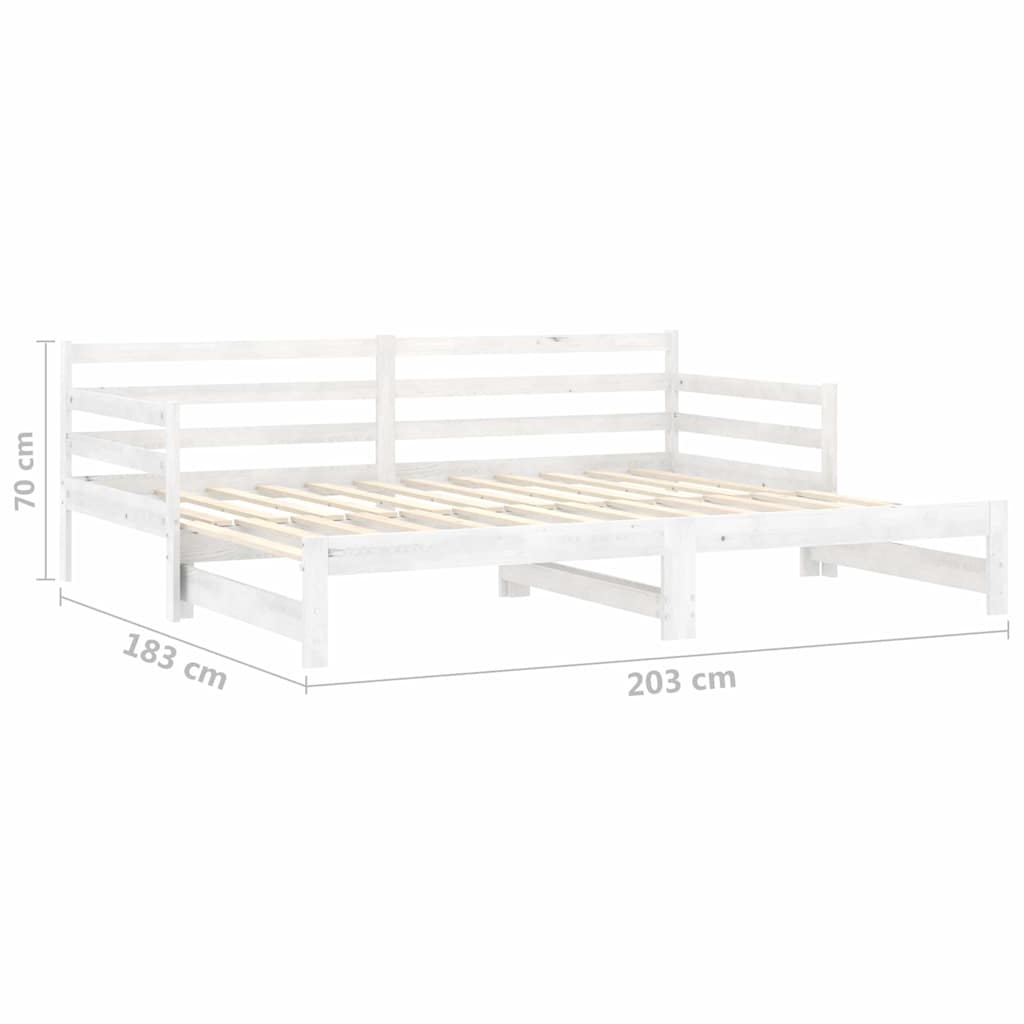 vidaXL Pull-out Day Bed without Mattress White 2x(90x200)cm