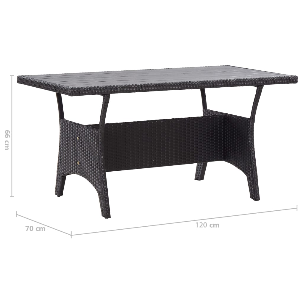 vidaXL Garden Table | Black | PE rattan, PS board, powder-coated steel | Medium