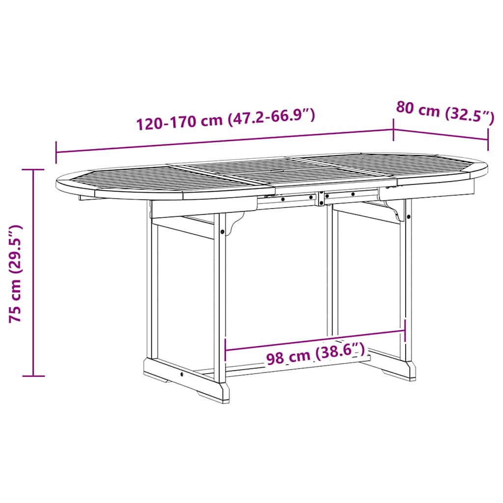 vidaXL Garden Table | Grey with grey wash finish | Solid acacia wood