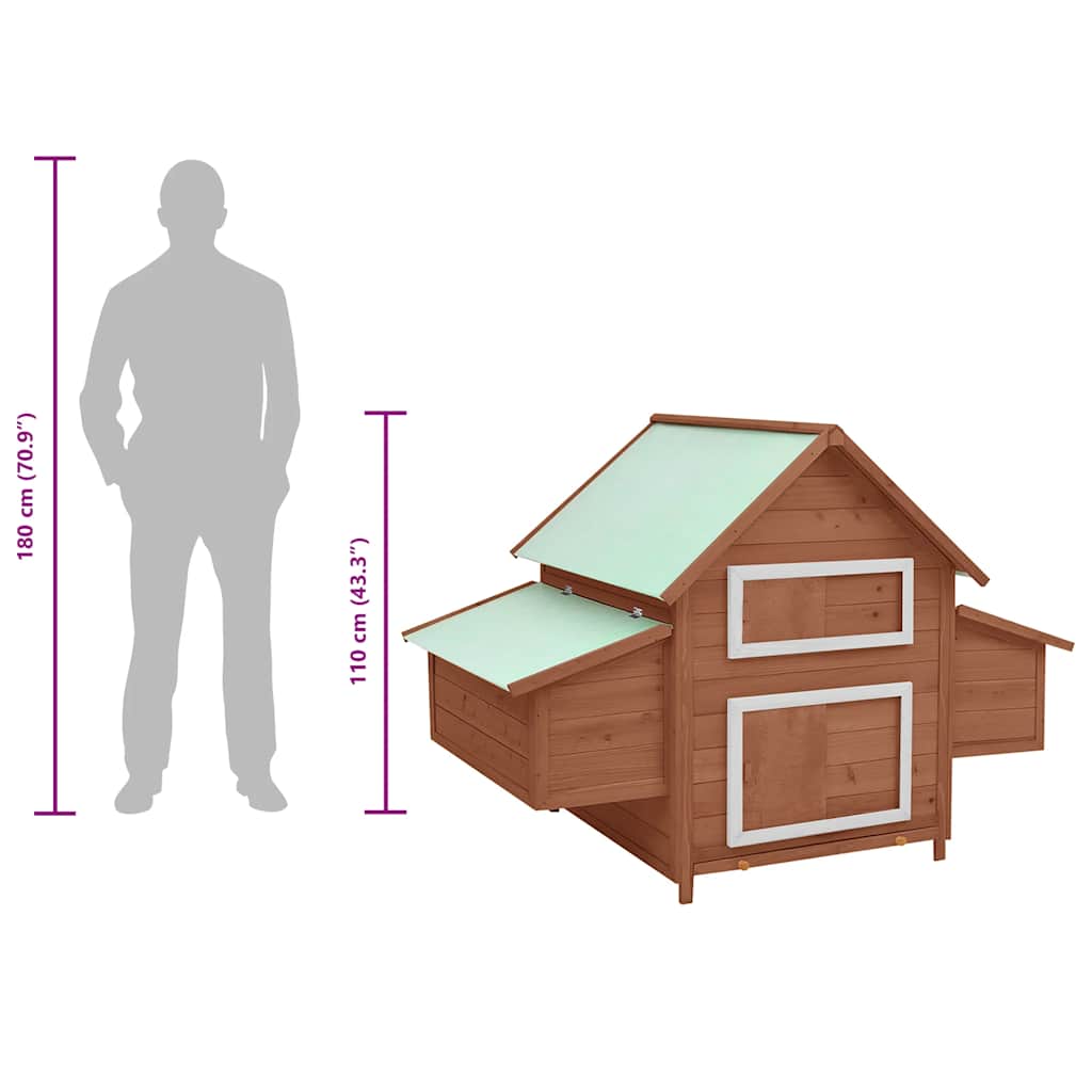 vidaXL Chicken Coop Mocha and White 150x96x110 cm Solid Firwood