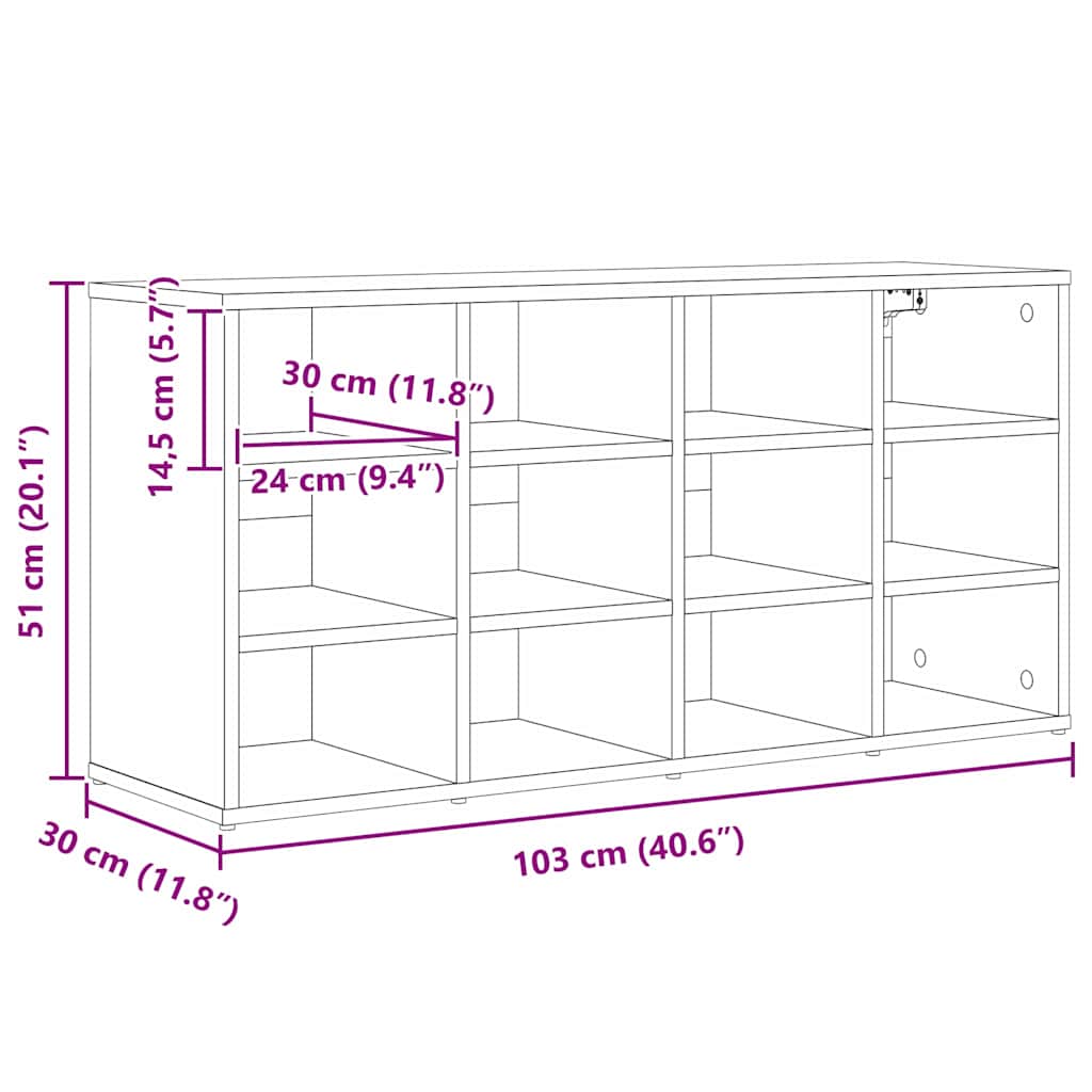 vidaXL Shoe Cabinet 103 x 30 x 51 cm Engineered Wood White