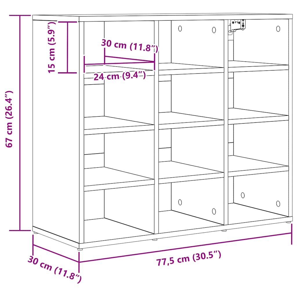 vidaXL Shoe Cabinet 77.5 x 30 x 67 cm Engineered Wood White