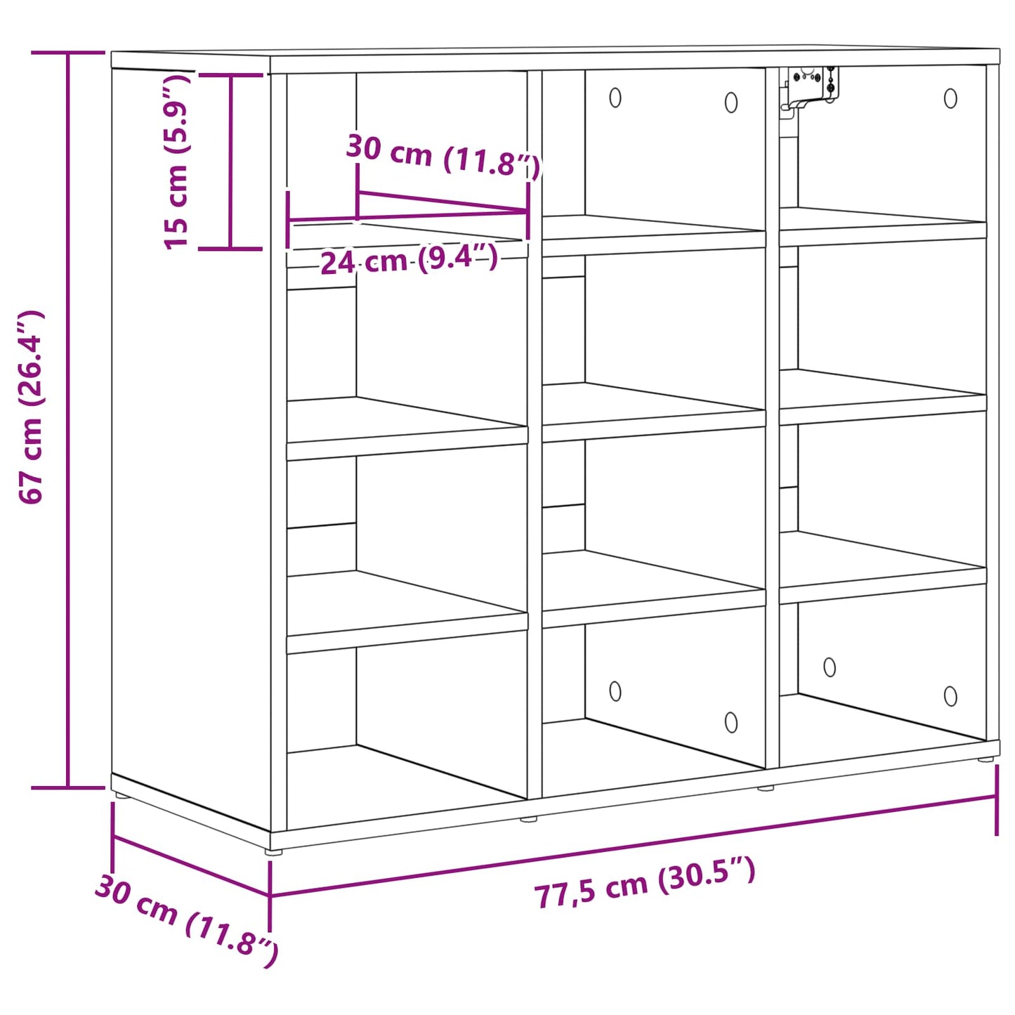 vidaXL Shoe Cabinet with Shelf White 77.5 x 30 x 67 cm Engineered Wood