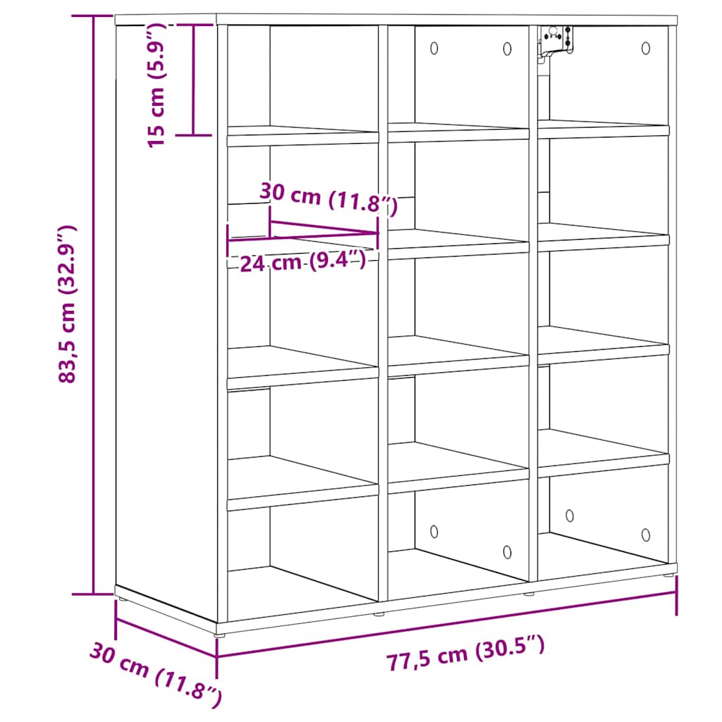 vidaXL Shoe Cabinet 77.5 x 30 x 83.5 cm Engineered Wood White