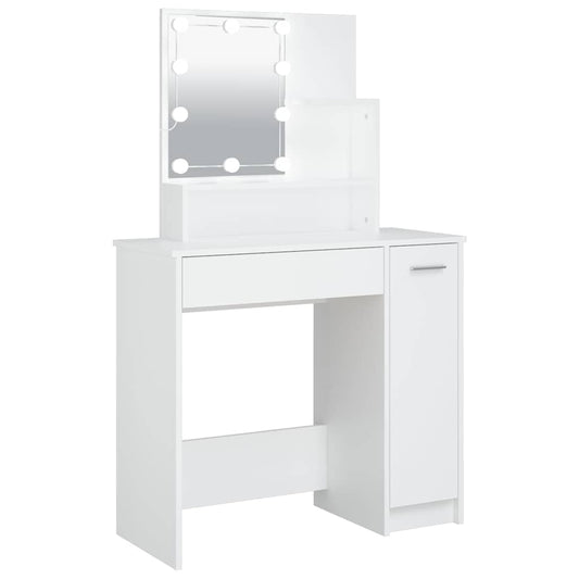 vidaXL Dressing Table with LED White 86,5x35x136 cm