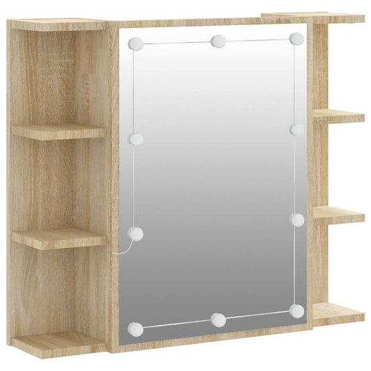 vidaXL Mirror Cabinet with LED Sonoma Oak 70x16.5x60 cm