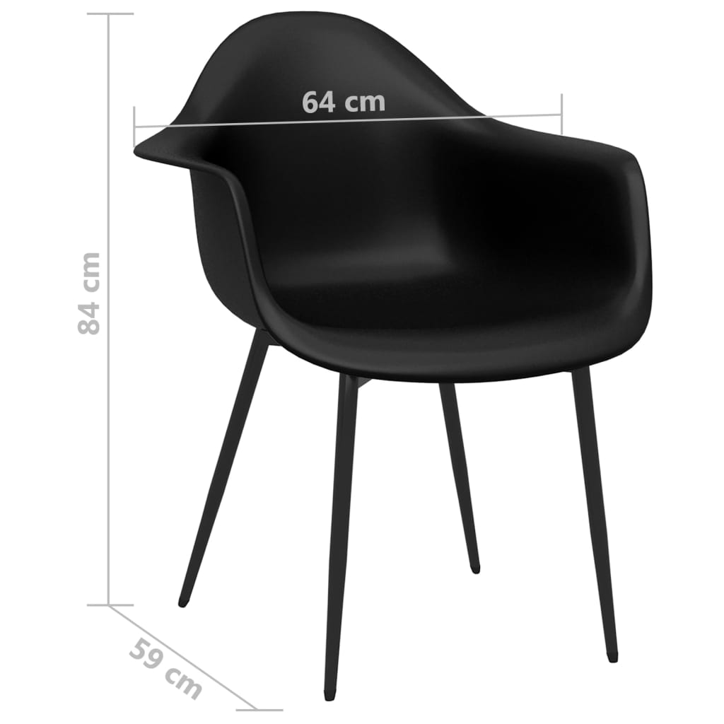 vidaXL Dining Chairs 2 pcs Black PP
