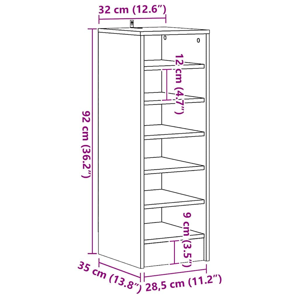 vidaXL Shoe cabinets 31.5 x 35 x 90 cm Concrete Grey