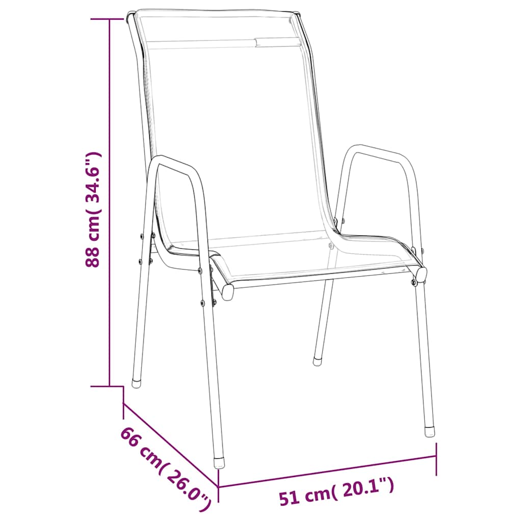 vidaXL Garden Chairs 4 pcs Steel and Textilene Black