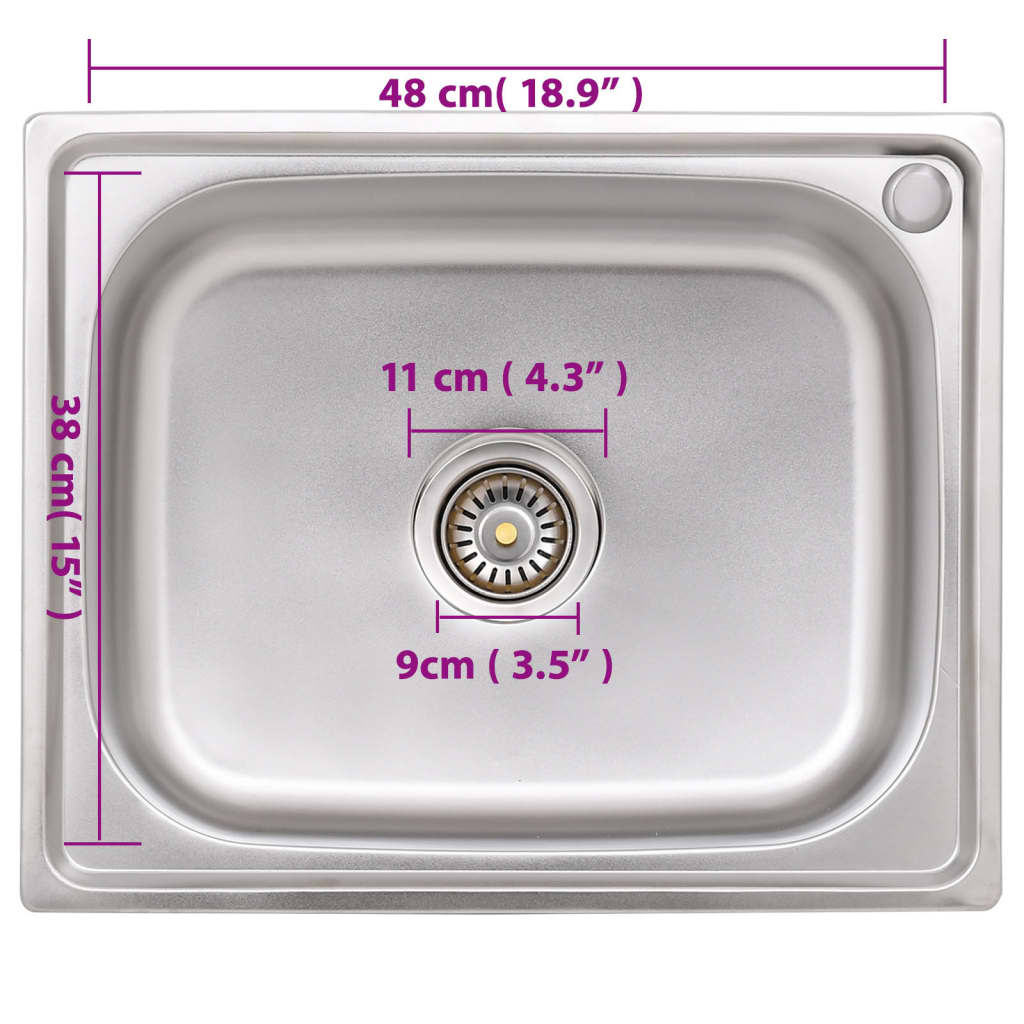 vidaXL Camping Sink Single Basin Stainless Steel