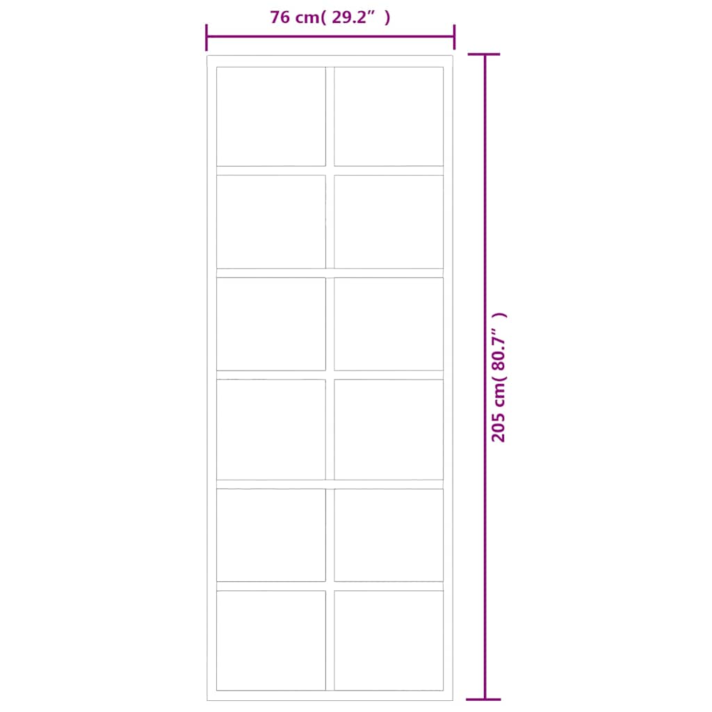 vidaXL Sliding Door with Hardware Set ESG Glass&Aluminium 76x205 cm