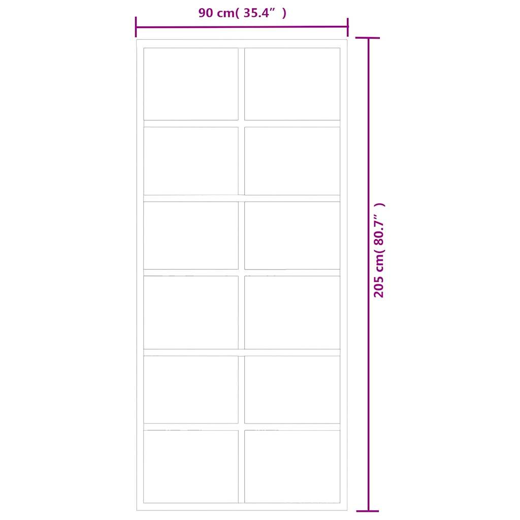 vidaXL Sliding Door with Hardware Set ESG Glass&Aluminium 90x205 cm