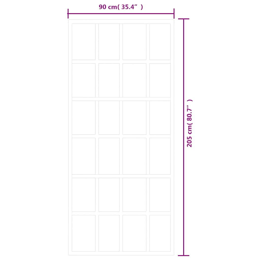 vidaXL Sliding Door with Hardware Set ESG Glass&Aluminium 90x205 cm