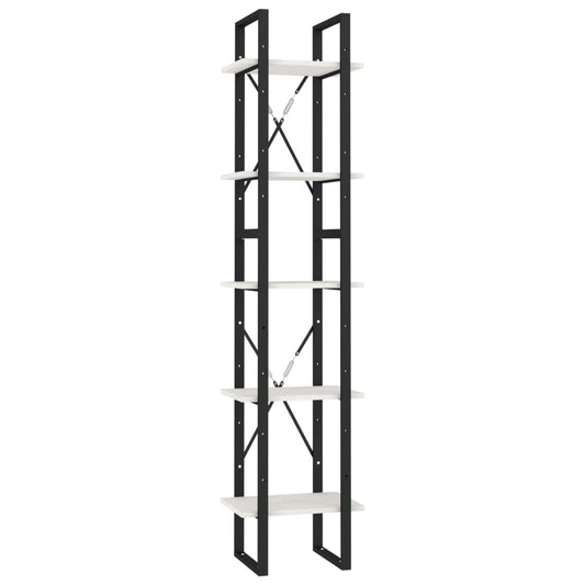 vidaXL 5-Tier Book Cabinet White 40x30x175 cm Pinewood