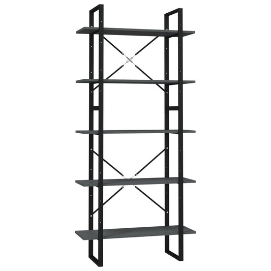 vidaXL 5-Tier Book Cabinet Grey 80x30x175 cm Engineered Wood