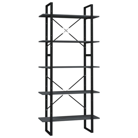vidaXL 5-Tier Book Cabinet Grey 80x30x175 cm Pinewood