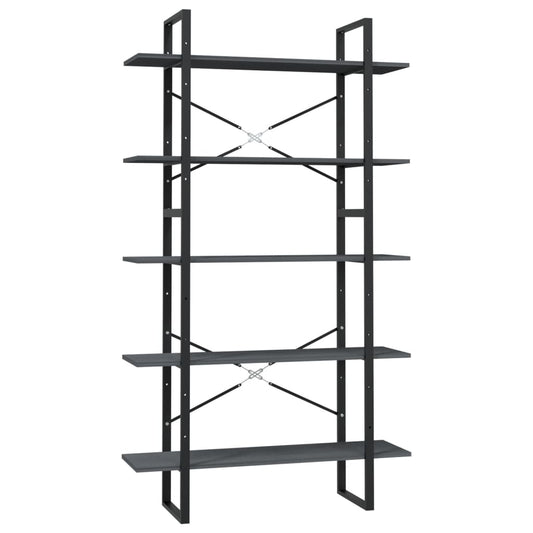 vidaXL 5-Tier Book Cabinet Grey 100x30x175 cm Pinewood