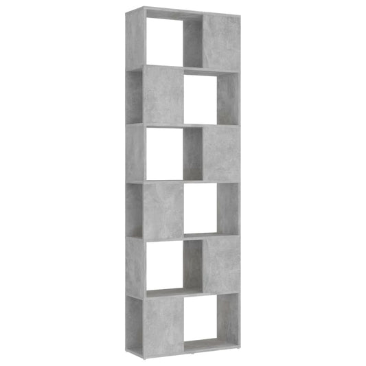 809102 vidaXL Book Cabinet Room Divider Concrete Grey 60x24x186 cm Engineered Wood