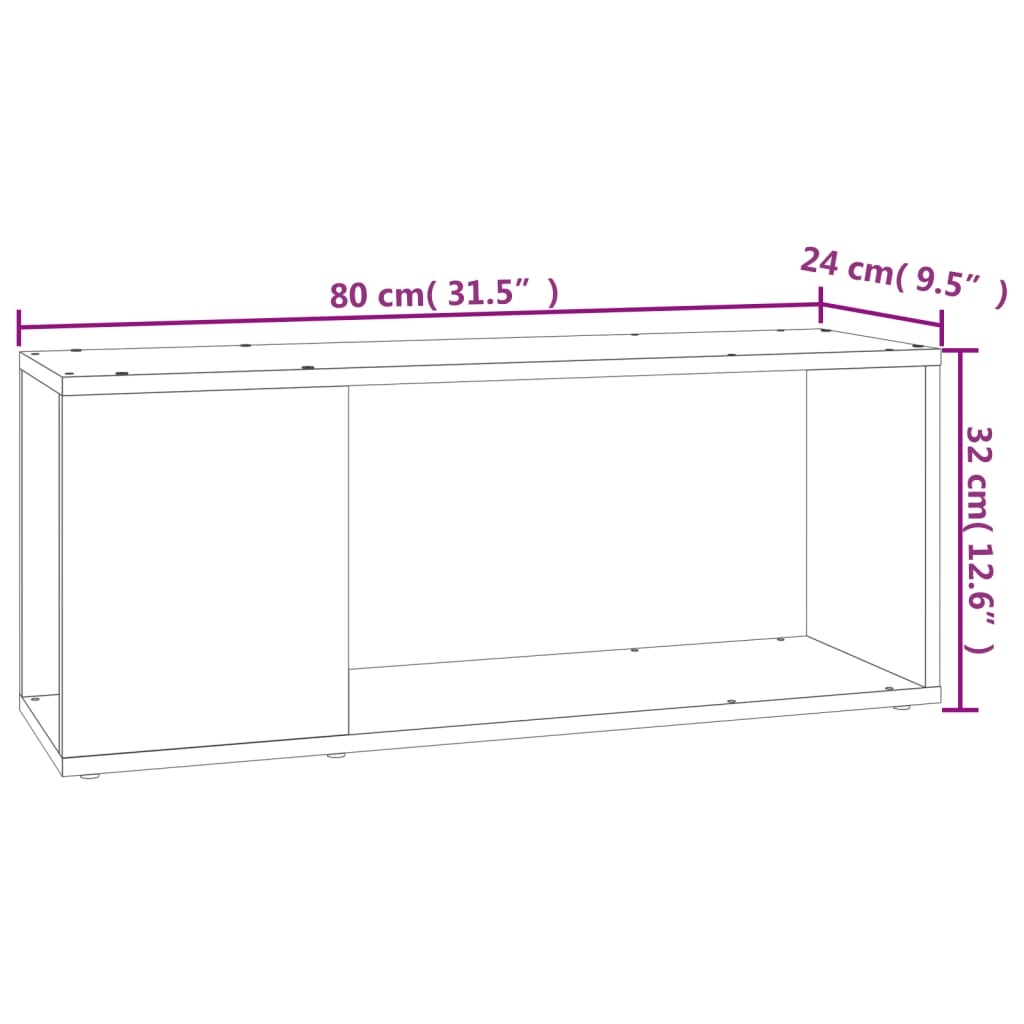 vidaXL TV Cabinet White 80x24x32 cm Engineered Wood